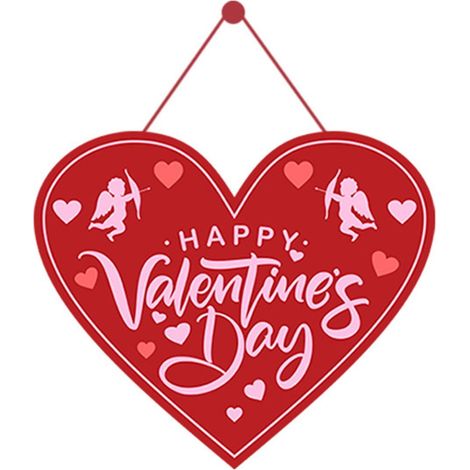 Panneau Murale En Forme De Cœur - Décoration Porte Et Mur Pour Saint-Valentin - Bois Naturel - 25 x 25 cm - 1 Pièce (1/5)
