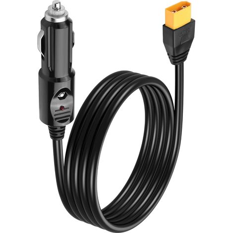Câble allume-cigare de voiture 16 AWG vers mâle XT90, connecteur de chargeur de voiture XT90 12 V/24 V avec voyants LED, pour solaire, moto - 1,5 m (1/5)
