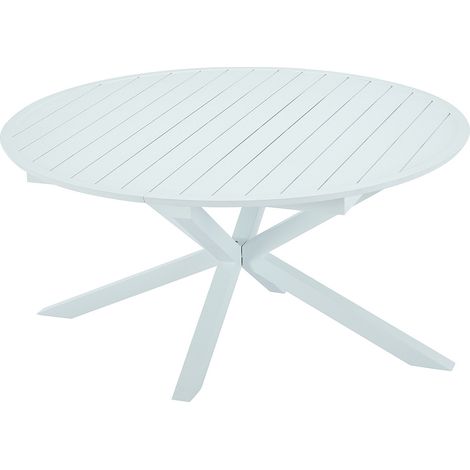 Tavolo da giardino tondo allungabile in Alluminio L.150/200 cm Bianco - YOHA di MYLIA