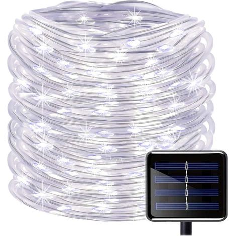 100 LED Solar String Lights, Waterproof 39ft/12m Outdoor Copper Tube Lights for Christmas, Garden, Yard, Path, Fence, Tree, Patio (White) (1/5)