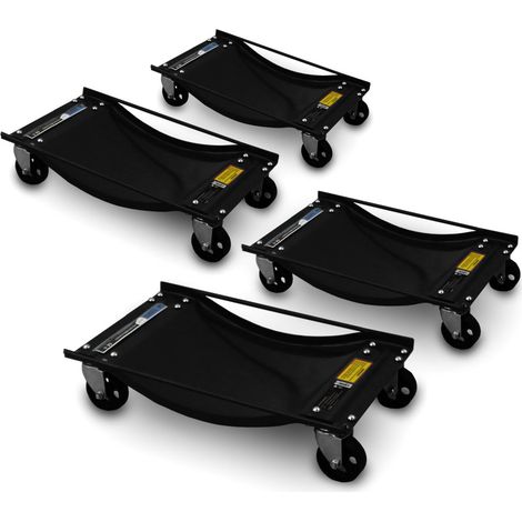 Bituxx 4 Stück Rangierhilfen Rangierroller Rangierheber für PKW Auto Anhänger belastbar bis 450 kg pro Rangierroller Schwarz