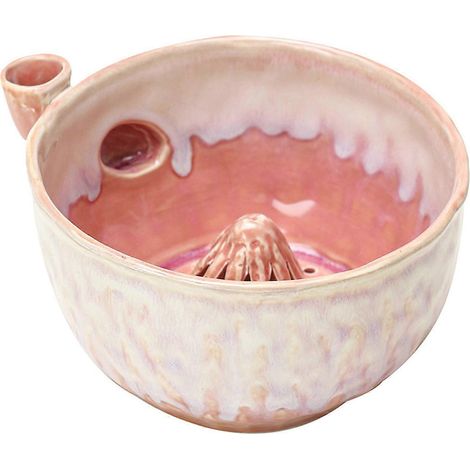 Bol à fruits en céramique artisanale, bol à baies auto-essorant avec trous d'égouttage, panier à fruits et légumes compact et rotatif à égouttage rapide, petit modèle, rose (1/5)