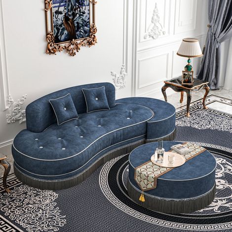 Divano due posti con effetto velluto · Include cuscini decorativi · Design moderno · Per soggiorno e lounge (1/5)