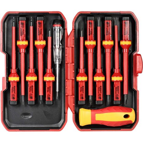 Magnetic screwdriver set, 13 interchangeable 1000V insulated screwdrivers with slotted magnetic bits, repair tools for electricians (1/5)
