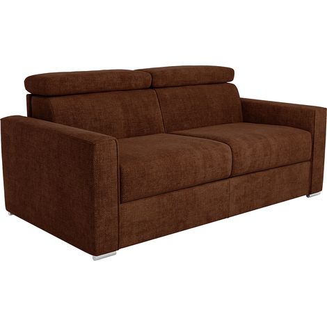 Divano letto 3 posti express in tessuto terracotta Rete a doghe larghe 140 cm Materasso 22 cm memory foam - VIZIR (1/5)