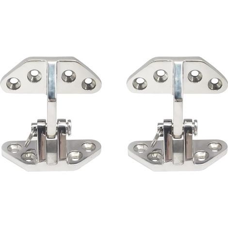 Lot de 2 charnières de trappe longue portée, charnières robustes en acier inoxydable de qualité marine avec goupille amovible pour bateau, camping-car, matériel de yacht, charnière de trappe (1/5)