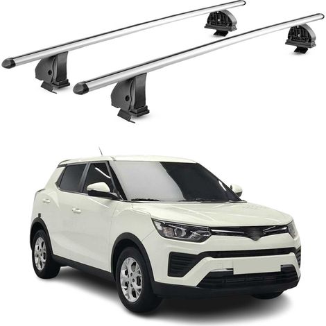 OMAC Aluminium Dachträger Querträger für Ssangyong Tivoli 2015-2023 – TÜV / DIN 75302:2019 – Abschließbar – T-Nut – Max. 75 kg – 2 Stangen – Silber (1/5)