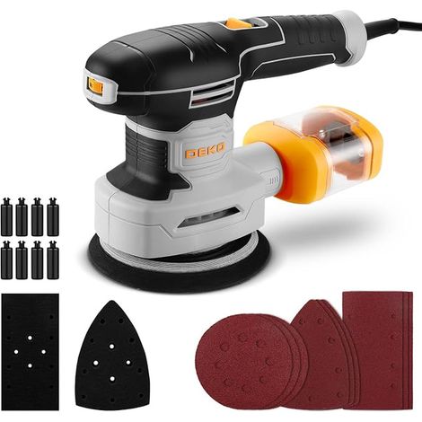 DEKOPRO Ponceuse Ponceuse Triangulaire Ponceuse Excentrique Ponceuse Vibratoire Vitesses avec Feuilles Abrasives Bois Métal Meubles (1/5)