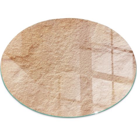Plaque de sol pour cheminée ou poêle en verre trempé avec impression Texture de pierre naturelle Ronde fi 50 cm (1/5)