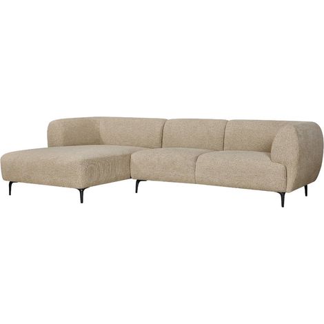 Canapé d'angle en tissu beige et pieds en bois Sacha (1/5)