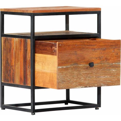 Maison Exclusive - Comodino 40x30x50 cm in Legno Massello di recupero e Acciaio (1/5)