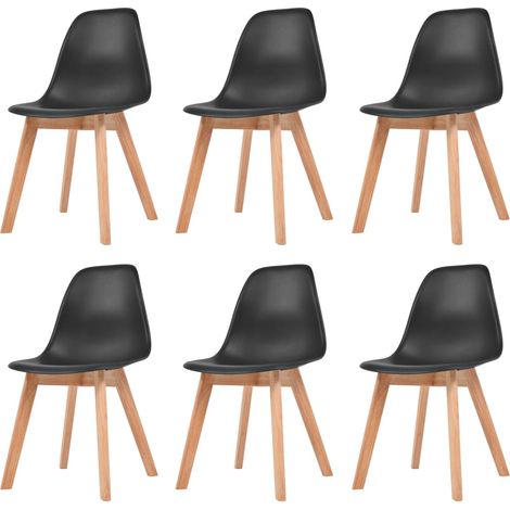 Lot de 6 Chaises Chaises de salle à manger Chaise de cuisine Noir Plastique 44025 (1/5)