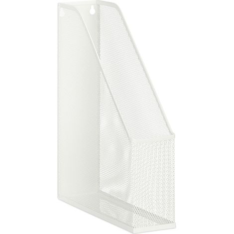 Portariviste da appoggio dal design moderno per ufficio 31 x 10 x 23 cm pratica soluzione in metallo bianco 130012577