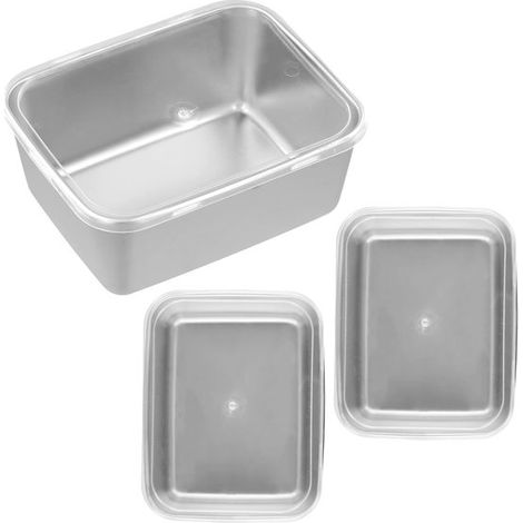 Dailygoods，Fiambrera de acero inoxidable，Contenedor de alimentos，3 piezas，Caja de almacenamiento，Dimensiones: 14 x 11 x 6 cm
