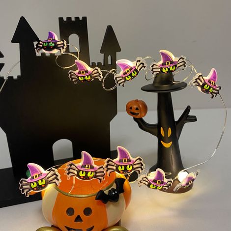 LED-Halloween-Lichterkette mit Spinnen - 5m 50 LEDs, gruselige Dekoration, USB für Innen- und Außenbereich