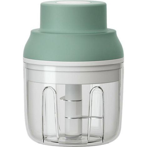 Hachoir à ail électrique sans fil rechargeable par USB, 3 lames, presse-ail pour assaisonnements, viande et compléments alimentaires, vert (1/5)