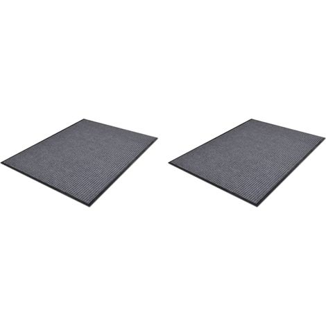 Lot de 2 Tapis d'entrée Paillassons Tapis de porte PVC Gris 90x60 cm 20442 (1/5)