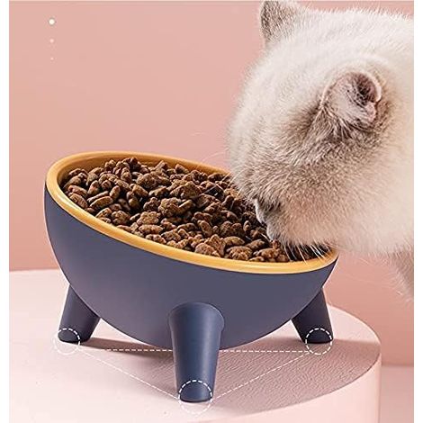 Gamelle en résine pour chat et chien, surélevée et inclinée, avec base triangulaire anti-basculement. Gamelle mignonne et protectrice pour la colonne cervicale. (1/5)