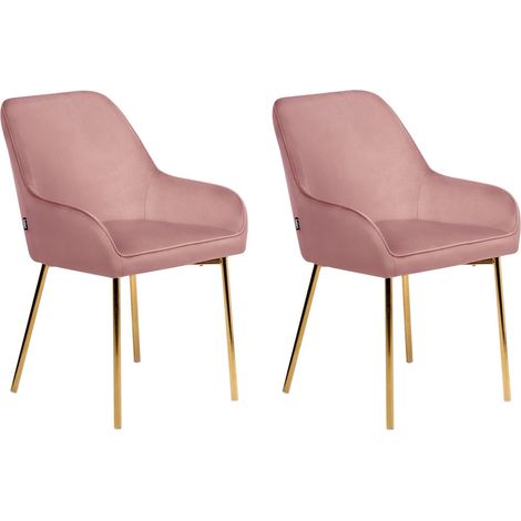 Set of 2 Dining Chairs LOVERNA Velvet Pink (1/5)