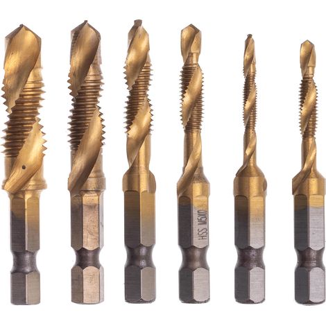 HSS-Titan-beschichtete Gewindebohrer für Metall, 6-teiliger Satz, Gewindebohrer (1/3)