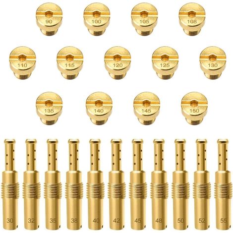 24 Pièces Gicleurs de Carburateur pour Moto M6 Jets Principaux de Carburateur et M5 Buses Pilote Lente Buses Pilotes à Fonctionnement Lent pour PWK PE CVK Moto (1/5)