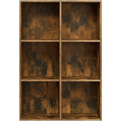 Libreria cubo aperta in legno ingegnerizzato 6 scomparti rovere rustico 59,6 x 89 x 29 cm (1/5)