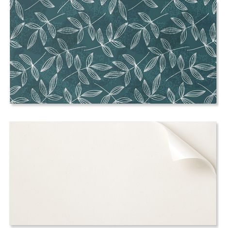 Paquete de baldosas de vinilo con estampado de hojas para cocina y sal贸n sobre fondo texturizado 10x40x20 cm