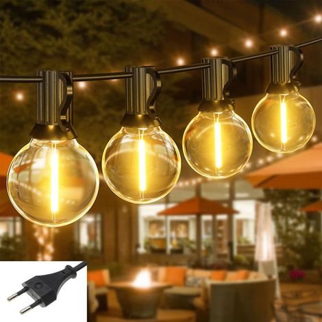 Guirlande Lumineuse Exterieure 15M, 20+2 G40 Ampoules,Incassable,Étanche, Guirlande Guinguette LED Connectable, Blanc Chaud,Plug&Play,pour Intérieur Jardin Balcon Maison Mariage Fête (1/5)