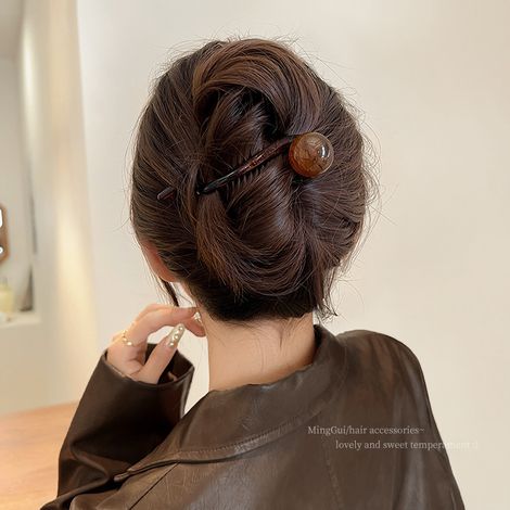 Pinza para el cabello con cuentas de ámbar (1/2)