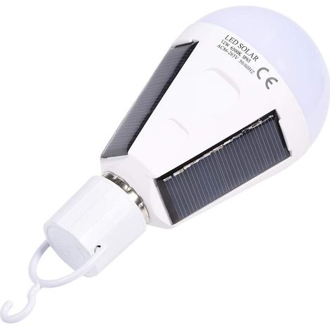 12W Ampoule Solaire Lumière Solaire 1 Pack Blanc, Portable E27 Imperméable Solaire Ampoules D'urgence pour Intérieur Extérieur Randonnée Camping (1/5)