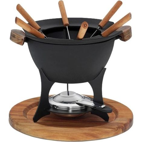 Set per fonduta di Carne kela 11 Pezzi, fonduta in ghisa per 6 Persone Country, Set per fonduta con Supporto per Pasta combustibile, forchette, Supporto per forchette (1/2)