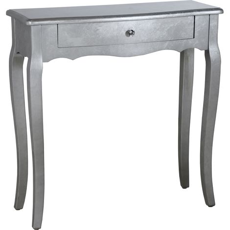 Table d'entrée avec tiroir en bois argenté 80X30X80 Cm, bois : sapin + Dm (1/3)