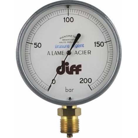 Manomètre rond 0 à 200b Ø110mm M1/2'' - DIFF