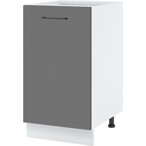 Meuble îlot de cuisine Lovia Gris Mat 1 porte L 45 cm - Porte avec poignée apparente   Grey