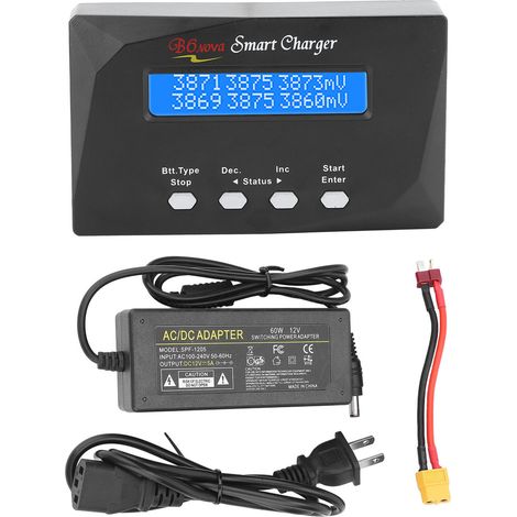 Chargeur de batterie pour drone 60W noir, jeu de chargeur RC pour LiPo LiIon LiFe NiCd NiMH AC100-240V (1/5)