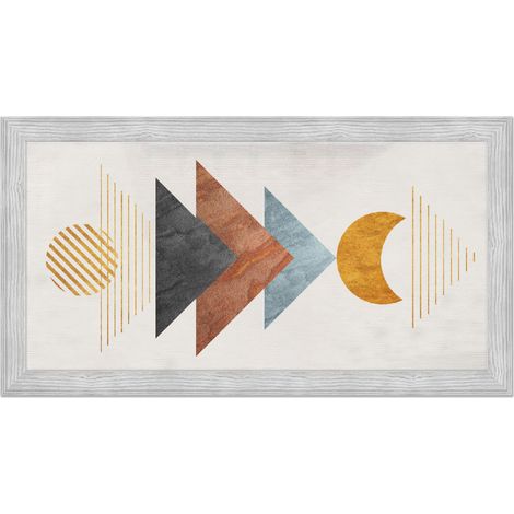 Lupia - Quadro moderno, per soggiorno camera da letto, con cornice BOSTON colore GREY, 60x110 cm, INFINITE stampa su pannello in legno, stile geometrico astratto (1/4)