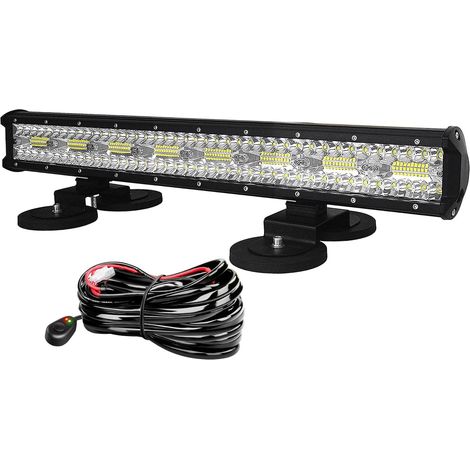 Barre Lumineuse LED Tout Terrain de 56 cm 480W avec Faisceau de câblage 12V et Support magnétique,Rampe LED 4x4 Externe CC 12V 24V 6000K pour Voiture Tracteur Camion SUV véhicules 4x4,IP67 (1/5)