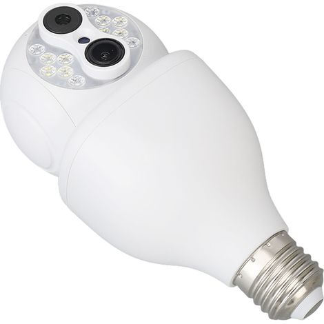 Caméra de sécurité à ampoule 1080p, double objectif HD, vision nocturne, interphone bidirectionnel, caméra de surveillance WiFi, AC110-240V (1/5)