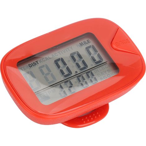 Schrittzähler mit großem Digitaldisplay, multifunktional, leicht, präzise und mit Speicherfunktion, Schrittzähler für Männer und Frauen, rot (1/5)