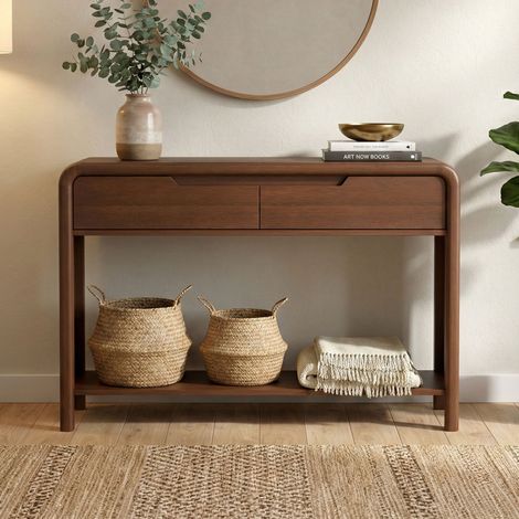Console 2 tiroirs 110x30x75cm en bois de manguier brun - BOHO