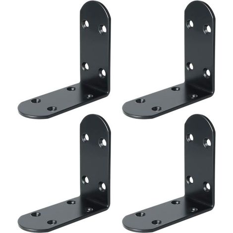 4 PCS Équerre de Fixation Inox Robustes, 8.5 CM Equerre Fixation en Acier Inoxydable pour Chambre/Salle de Bain, Equerre Inox pour la Fixation et la Réparation de Meubles, Noir (1/5)