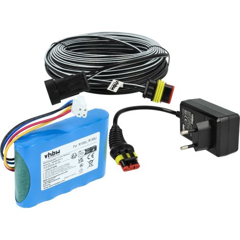 vhbw 1x Alimentation, 1x Batterie 2600 mAh, 1x Câble basse tension 30 m remplacement pour Husqvarna 589 58 62-01, 584 85 28-02 pour tondeuse à gazon