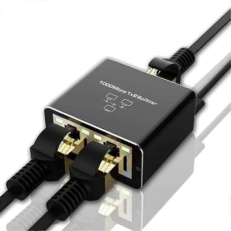 Répartiteur Ethernet 1 sortie vers 2, adaptateur RJ45 haute vitesse 1000 Mbps pour câbles Cat5/5E/6/7/8, routeurs et plus encore. (1/5)