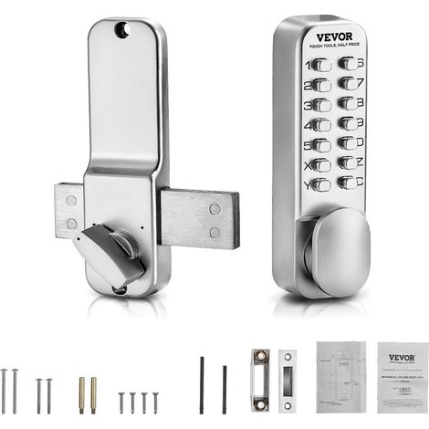 Serrure à Code Mécanique à 14 Touches, Serrure de Porte d'Entrée Sans Clé à Clavier Mécanique, avec Bouton de Pouce Réglable, en Alliage de Zinc à Un Seul Côté, pour Maison, Clôture Extérieure (1/5)