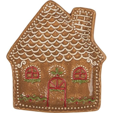 Assiette à Petit-Déjeuner Maison en Pain d'Épices en Céramique Marron 20 x 18 x 3 cm - PANGIVO (1/3)