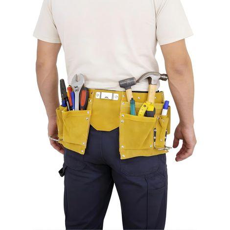 Heavy Duty Leather Tool Belt, With More Pockets, Quick Release Apron, Carpenter Belt (1/5)