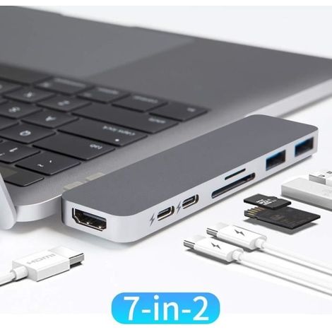 Hub USB C 7 en 2 - HDMI - USB-C PD - Thunderbolt 3 (1/4)