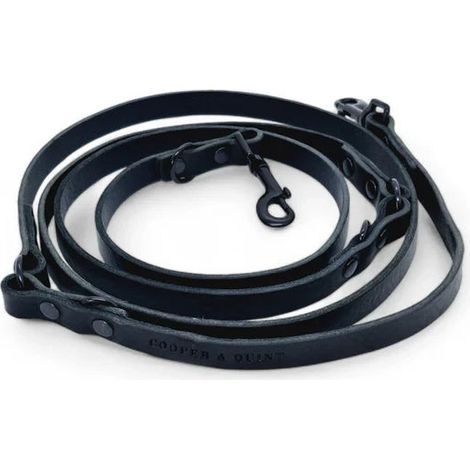 Laisse Réglable Multi-position pour Chien en Cuir Pleine Fleur Noir - Longueurs 220 cm - PANGIVO