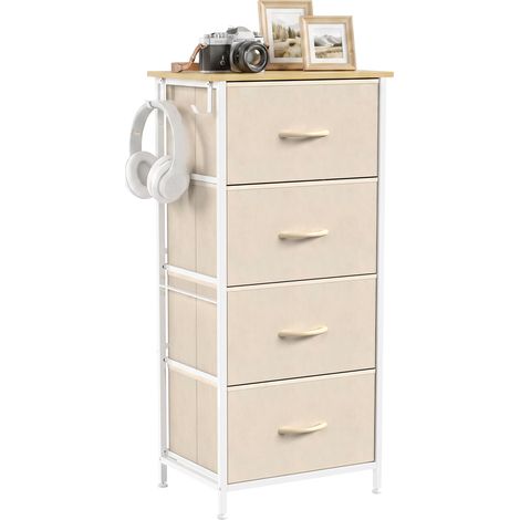 HOMCOM Fabric Chest of Drawers, 4 Drawer Dresser for Bedroom, Beige (1/5)