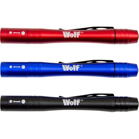Pocket LED Torch Set Wolf Zoom Light Slimline 3pc 0.5w 25 Lumens